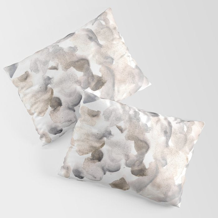 Abstract Art Grey Black Brown Abstract Watercolour 8| Watercolor Brush Strokes Pillow Sham Gallery Image 3