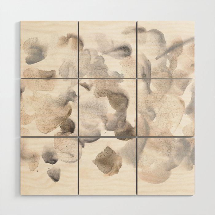 Abstract Art Grey Black Brown Abstract Watercolour 8| Watercolor Brush Strokes Wood Wall Art Gallery Image 1
