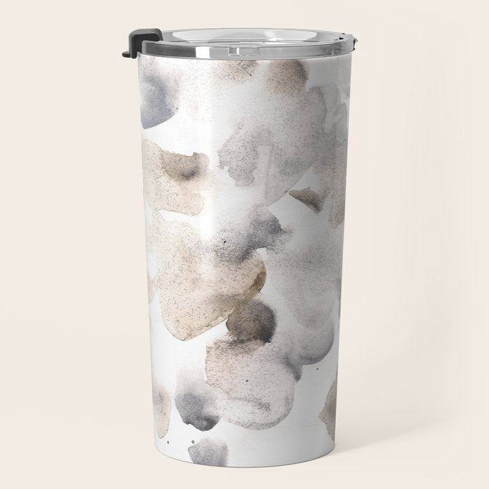 Abstract Art Grey Black Brown Abstract Watercolour 8| Watercolor Brush Strokes Travel Mug Gallery Image 3