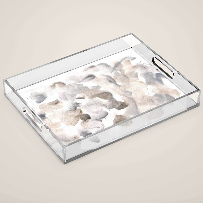 Abstract Art Grey Black Brown Abstract Watercolour 8| Watercolor Brush Strokes Acrylic Tray Gallery Image 1