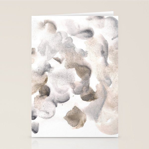 Abstract Art Grey Black Brown Abstract Watercolour 8| Watercolor Brush Strokes Stationery Card Gallery Image 1