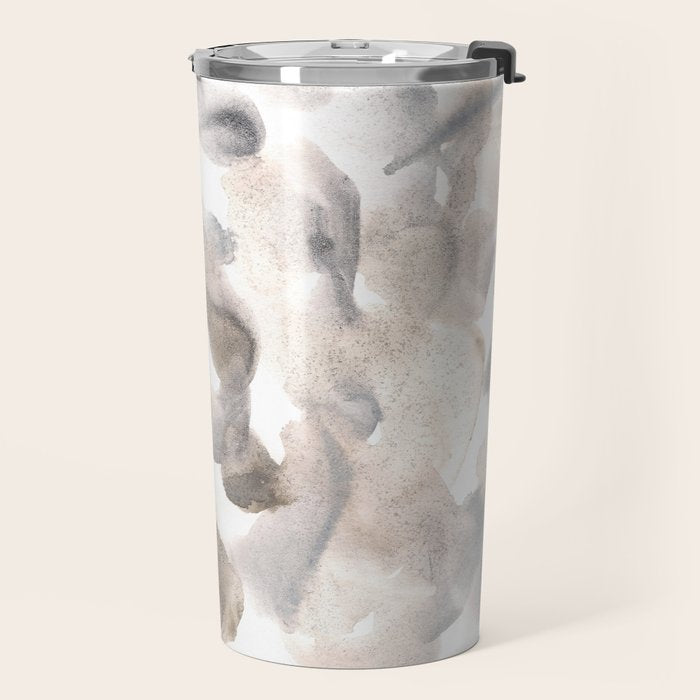 Abstract Art Grey Black Brown Abstract Watercolour 8| Watercolor Brush Strokes Travel Mug Gallery Image 2