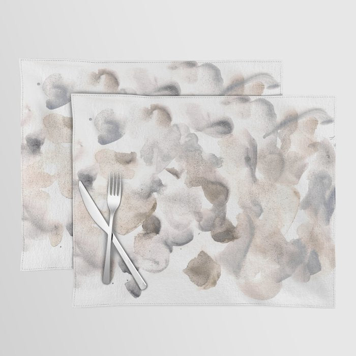 Abstract Art Grey Black Brown Abstract Watercolour 8| Watercolor Brush Strokes Placemat Gallery Image 1