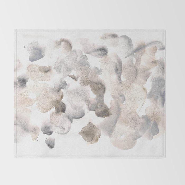 Abstract Art Grey Black Brown Abstract Watercolour 8| Watercolor Brush Strokes Throw Blanket Gallery Image 2