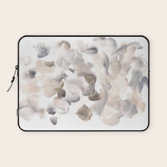 Abstract Art Grey Black Brown Abstract Watercolour 8| Watercolor Brush Strokes Laptop Sleeve Gallery Image 1
