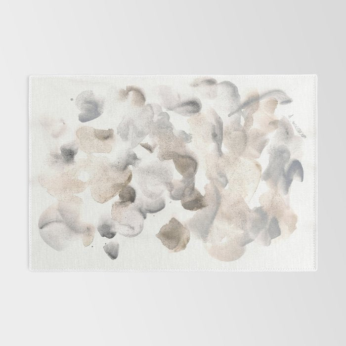 Abstract Art Grey Black Brown Abstract Watercolour 8| Watercolor Brush Strokes Rug Gallery Image 2