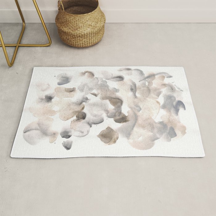 Abstract Art Grey Black Brown Abstract Watercolour 8| Watercolor Brush Strokes Rug Gallery Image 1