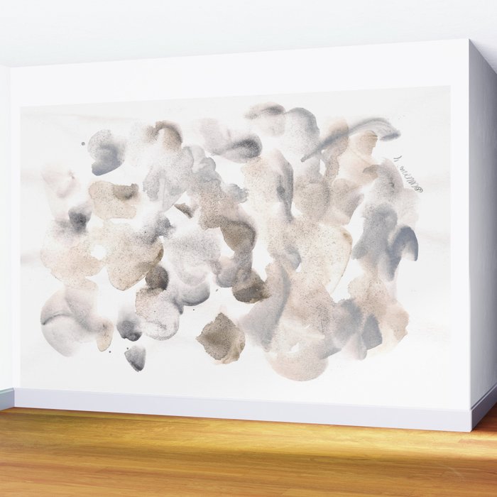 Abstract Art Grey Black Brown Abstract Watercolour 8| Watercolor Brush Strokes Wall Mural Gallery Image 2