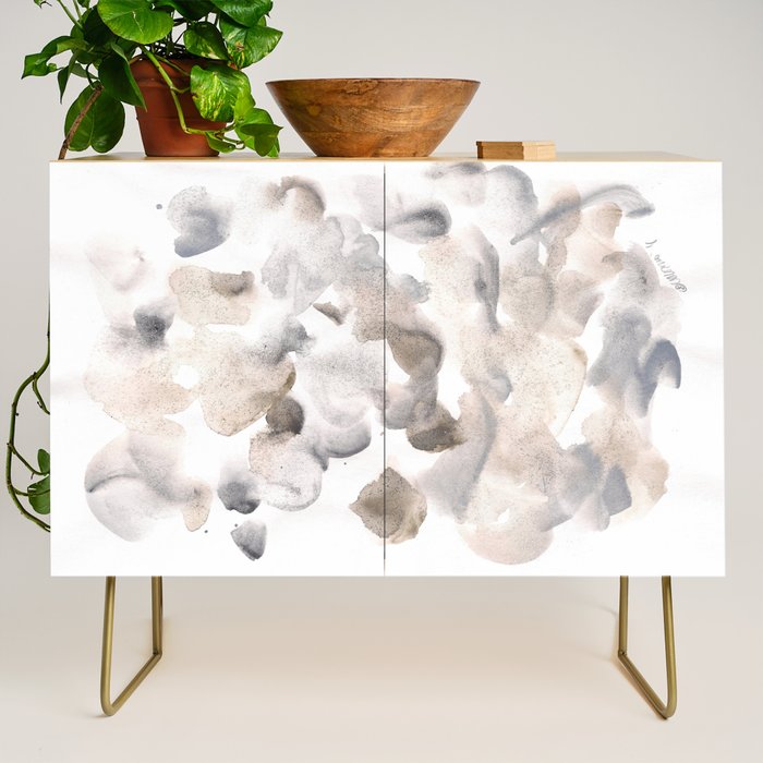 Abstract Art Grey Black Brown Abstract Watercolour 8| Watercolor Brush Strokes Credenza Gallery Image 1
