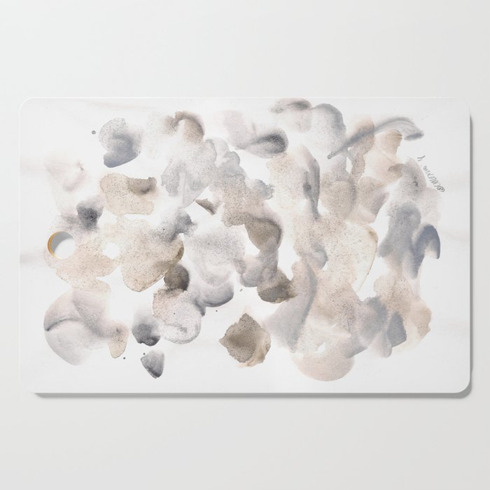 Abstract Art Grey Black Brown Abstract Watercolour 8| Watercolor Brush Strokes Cutting Board Gallery Image 1