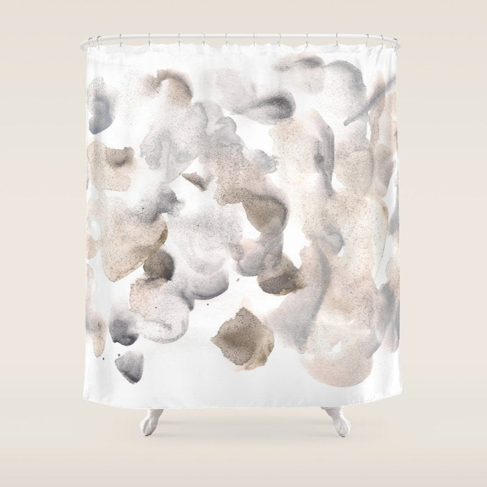 Abstract Art Grey Black Brown Abstract Watercolour 8| Watercolor Brush Strokes Shower Curtain Gallery Image 1
