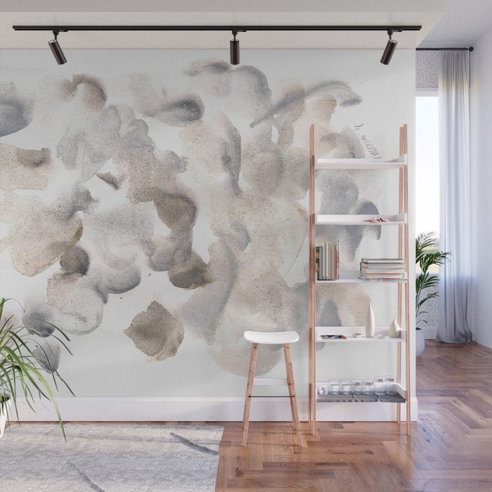 Abstract Art Grey Black Brown Abstract Watercolour 8| Watercolor Brush Strokes Wall Mural Gallery Image 1