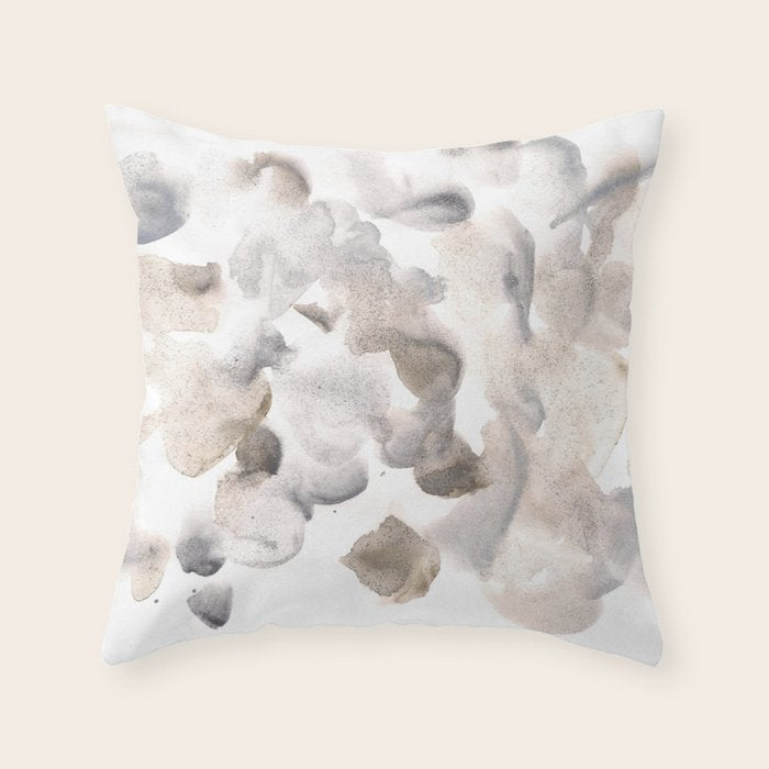 Abstract Art Grey Black Brown Abstract Watercolour 8| Watercolor Brush Strokes Throw Pillow Gallery Image 1