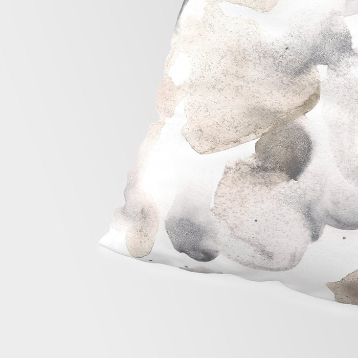 Abstract Art Grey Black Brown Abstract Watercolour 8| Watercolor Brush Strokes Pillow Sham Gallery Image 4