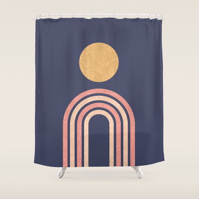 Mid century modern - indigo Shower Curtain Gallery Image 1