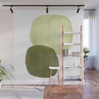 Olive green abstract shapes Wall Mural Gallery Image 1