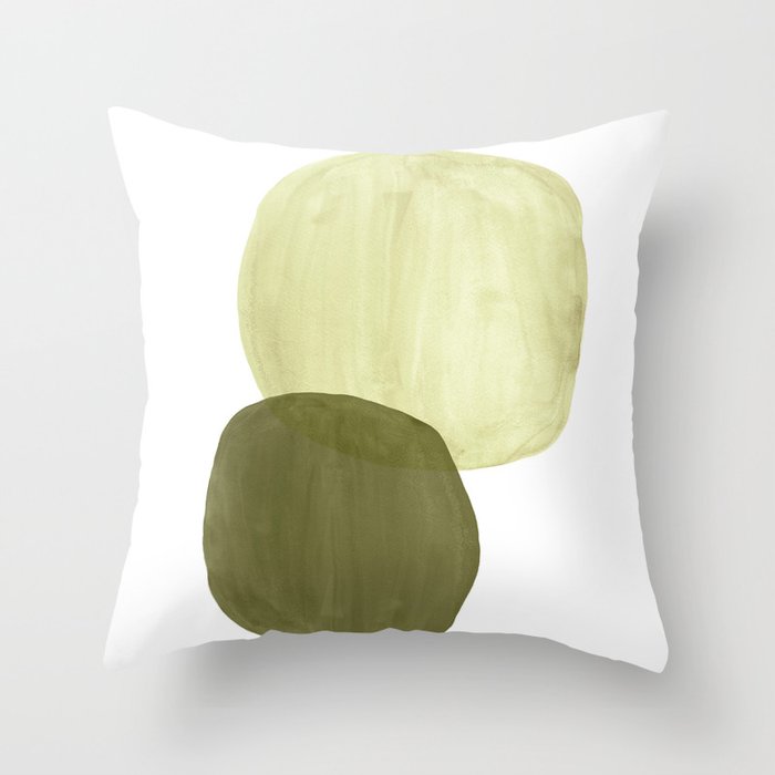 Olive green abstract shapes Throw Pillow Gallery Image 1