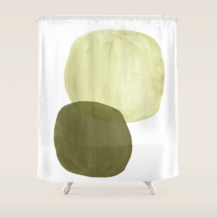 Olive green abstract shapes Shower Curtain Gallery Image 1