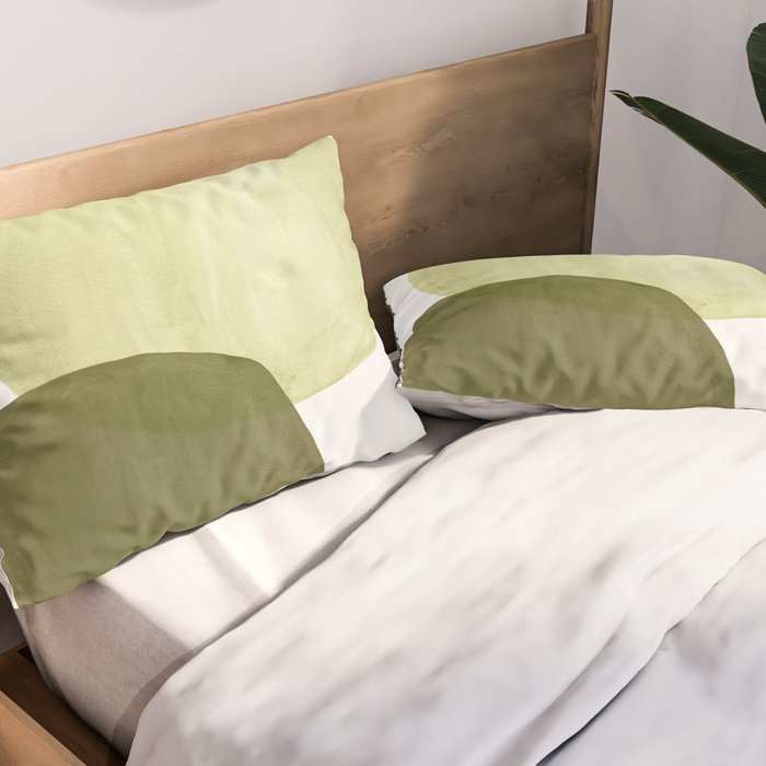 Olive green abstract shapes Pillow Sham Gallery Image 2