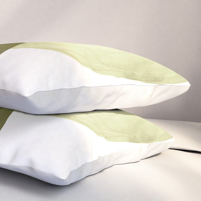 Olive green abstract shapes Pillow Sham Gallery Image 3