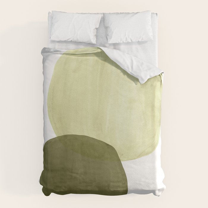 Olive green abstract shapes Duvet Cover Gallery Image 1