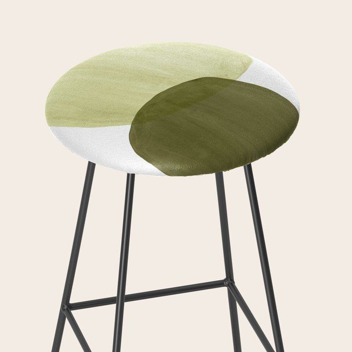 Olive green abstract shapes Stool Gallery Image 2