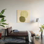 Olive green abstract shapes Wood Wall Art Gallery Image 2