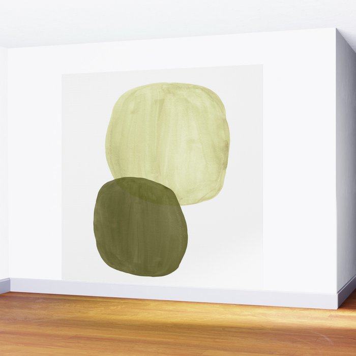 Olive green abstract shapes Wall Mural Gallery Image 2