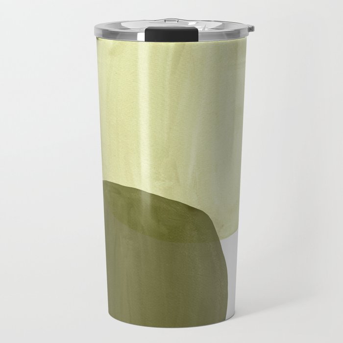 Olive green abstract shapes Travel Mug Gallery Image 1