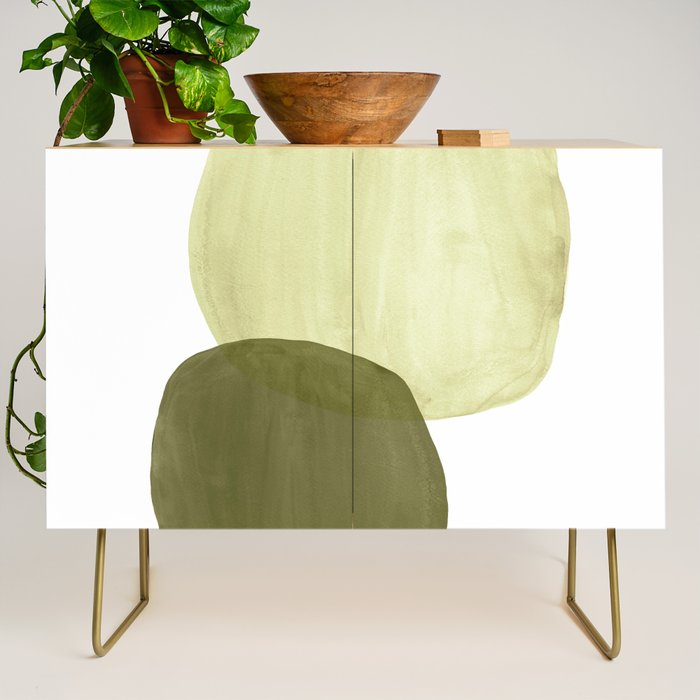Olive green abstract shapes Credenza Gallery Image 1