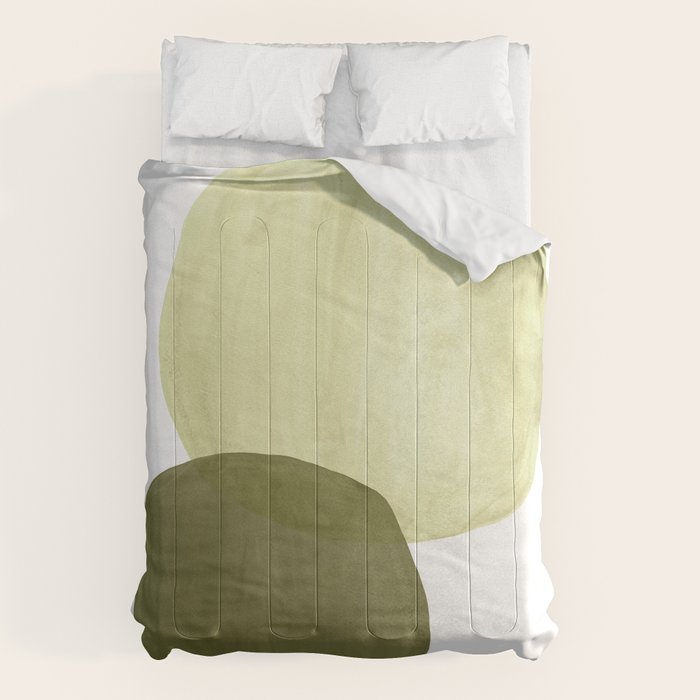 Olive green abstract shapes Comforter Gallery Image 1