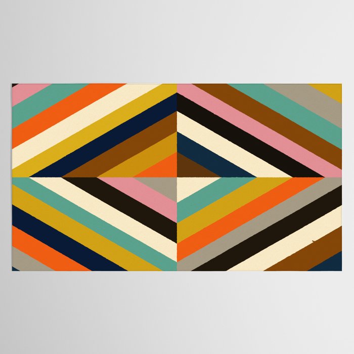 Mid Century Geometric Pattern Technicolor Diamond  Tablecloth Gallery Image 2