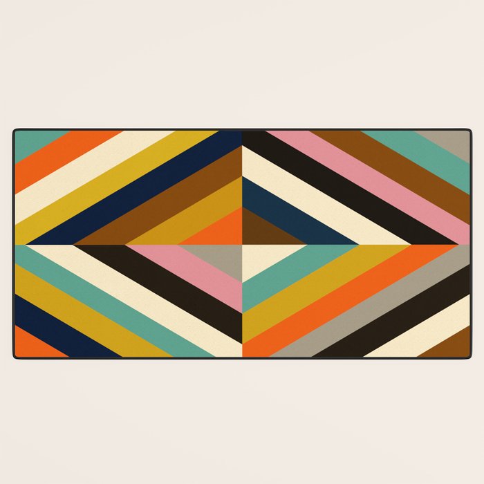 Mid Century Geometric Pattern Technicolor Diamond  Desk Mat Gallery Image 3