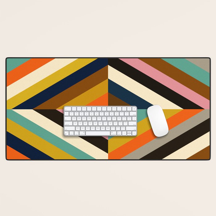 Mid Century Geometric Pattern Technicolor Diamond  Desk Mat Gallery Image 1