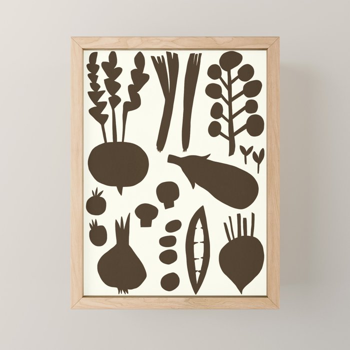 fresh fresh vegetable-black Mini Art Print Gallery Image 1