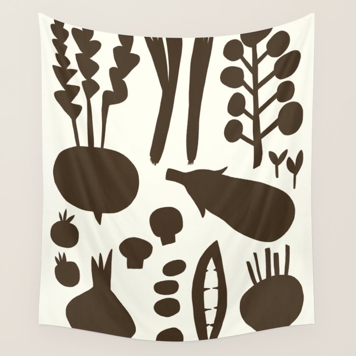 fresh fresh vegetable-black Wall Tapestry Gallery Image 4