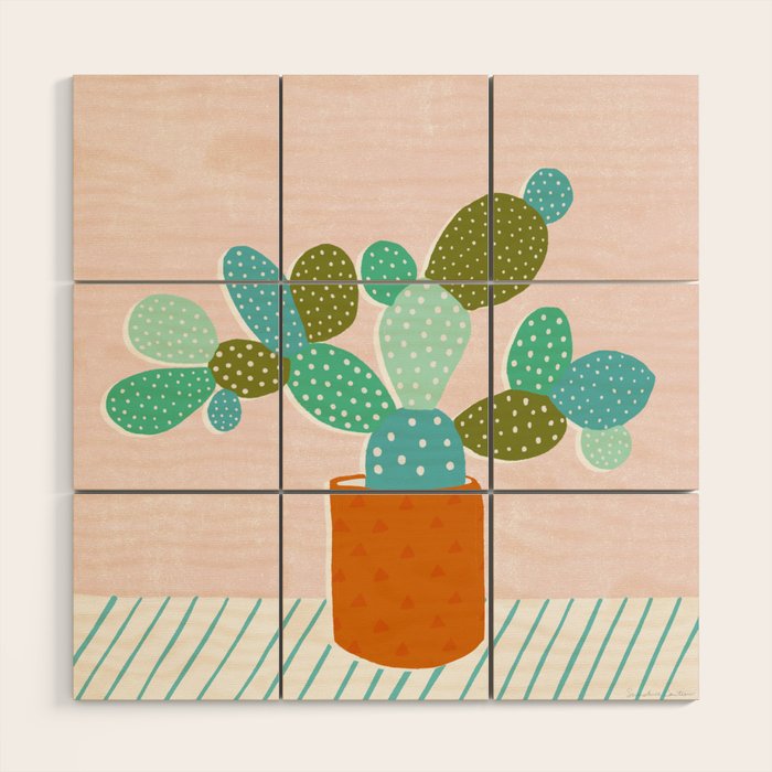 modern cacti Wood Wall Art Gallery Image 1