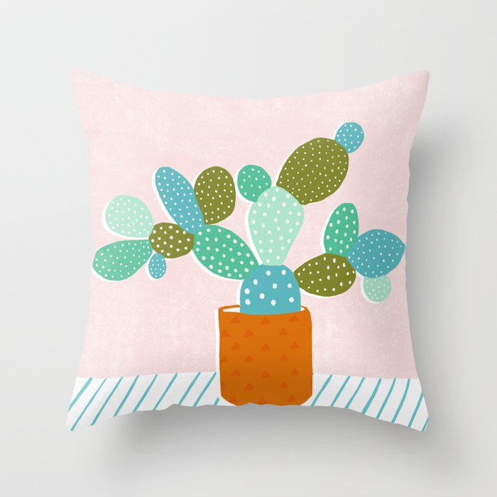 modern cacti Throw Pillow Gallery Image 1