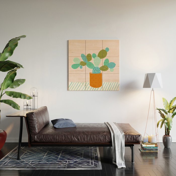 modern cacti Wood Wall Art Gallery Image 2