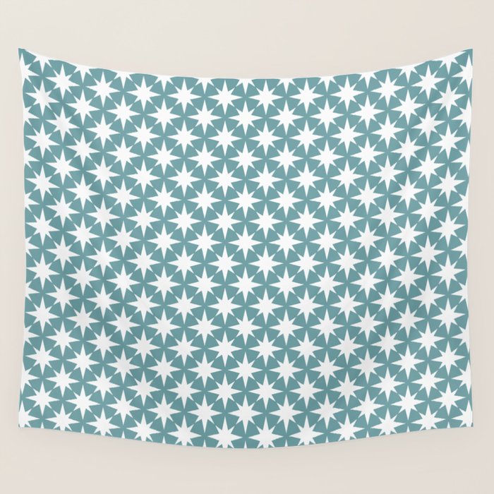 Starry Art Deco Pattern XI Teal Green Wall Tapestry Gallery Image 1