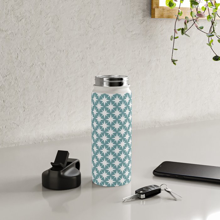Starry Art Deco Pattern XI Teal Green Water Bottle Gallery Image 4