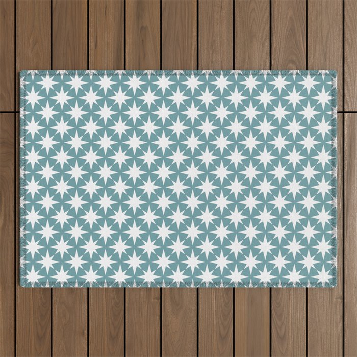 Starry Art Deco Pattern XI Teal Green Outdoor Rug Gallery Image 1