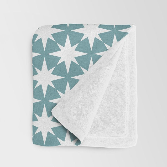 Starry Art Deco Pattern XI Teal Green Throw Blanket Gallery Image 3