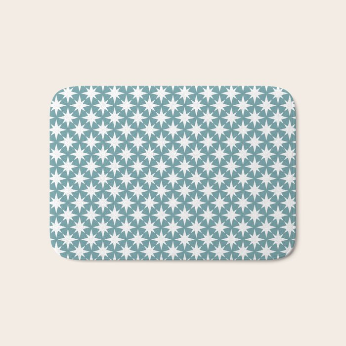 Starry Art Deco Pattern XI Teal Green Bath Mat Gallery Image 1