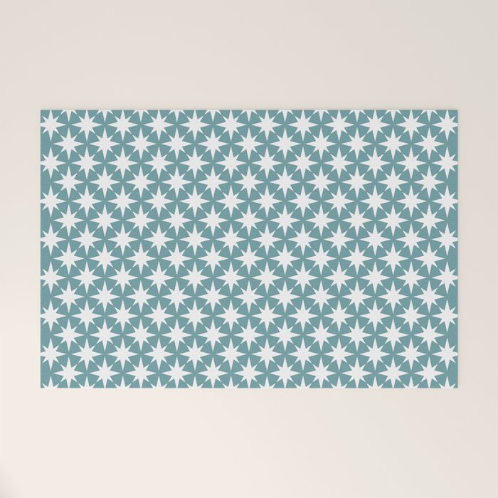 Starry Art Deco Pattern XI Teal Green Welcome Mat Gallery Image 1