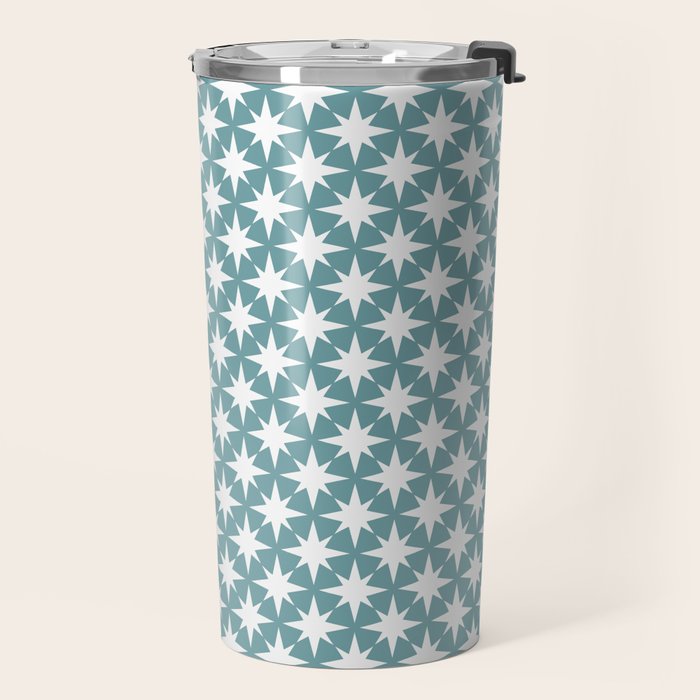 Starry Art Deco Pattern XI Teal Green Travel Mug Gallery Image 2
