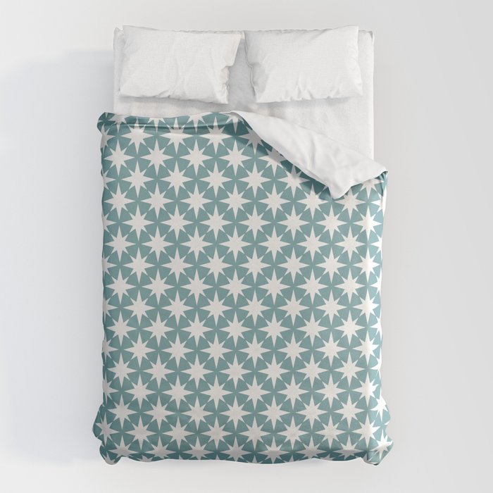 Starry Art Deco Pattern XI Teal Green Duvet Cover Gallery Image 6