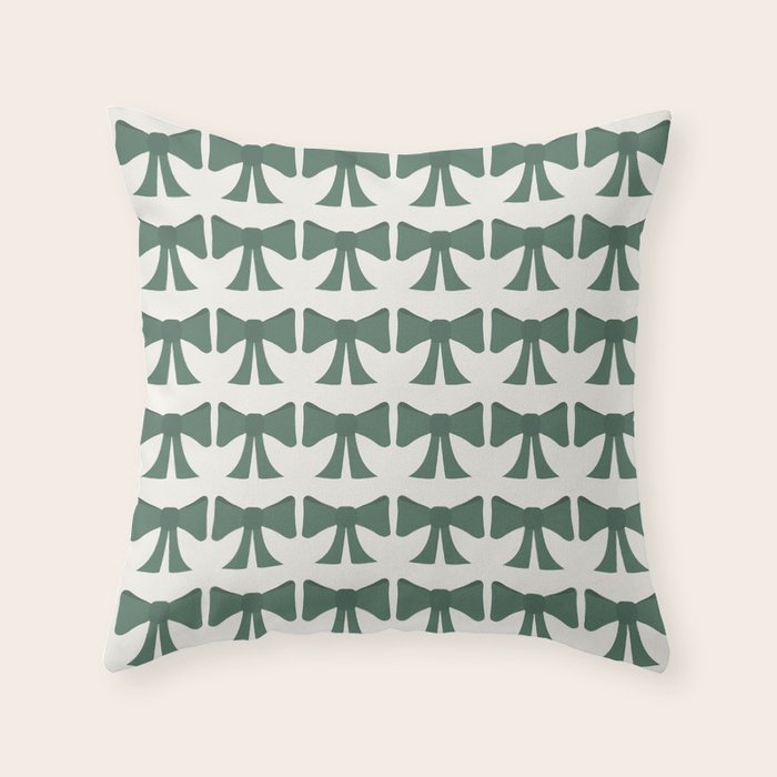 Vintage Bows IV Green Throw Pillow Gallery Image 6