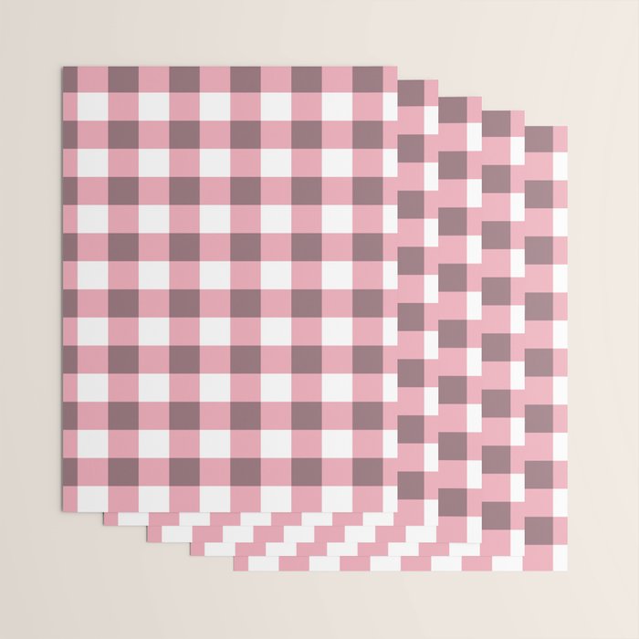 Dusty Pink Gingham Check Wrapping Paper Gallery Image 3