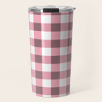Dusty Pink Gingham Check Travel Mug Gallery Image 1